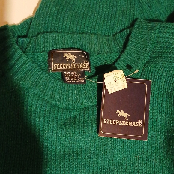 Vintage Teal Women's Crew Neck Sweater Wool Blend - Picture 2 of 2